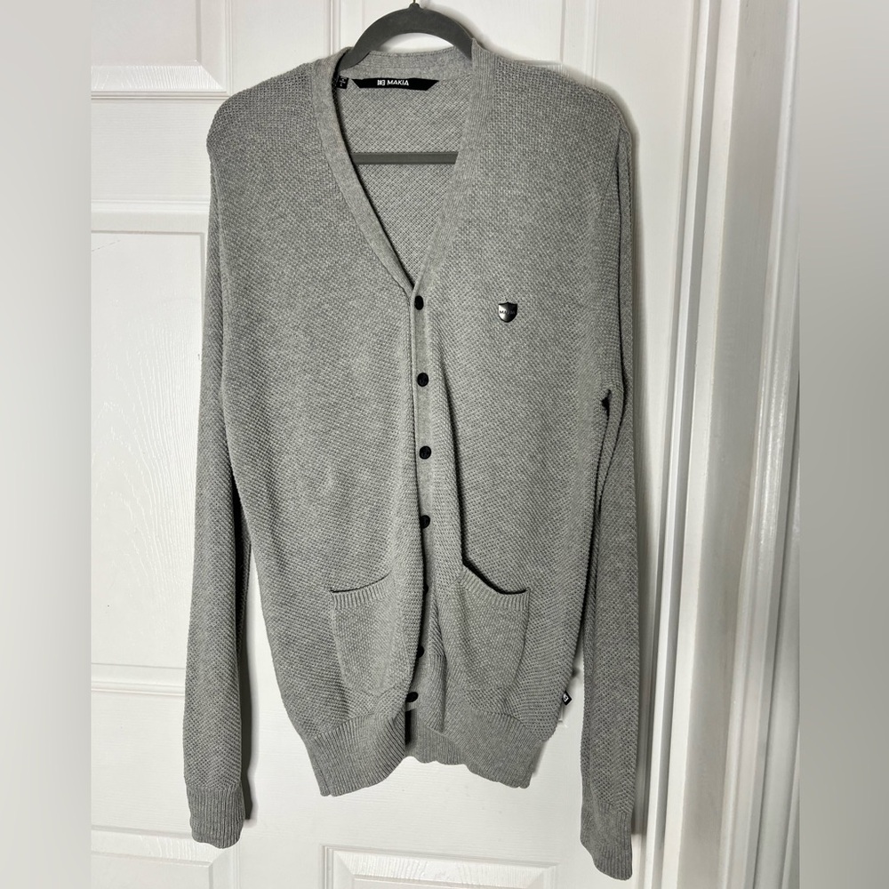 Makia Cotton Knit Men's Gray Sweater Sz L